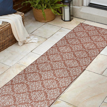 Amora Traditional Mediterranean Tile Design Indoor/Outdoor Area Rug